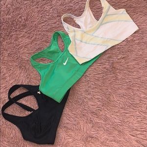 3 pack sports bras. Nike, Champion, Under Armour.